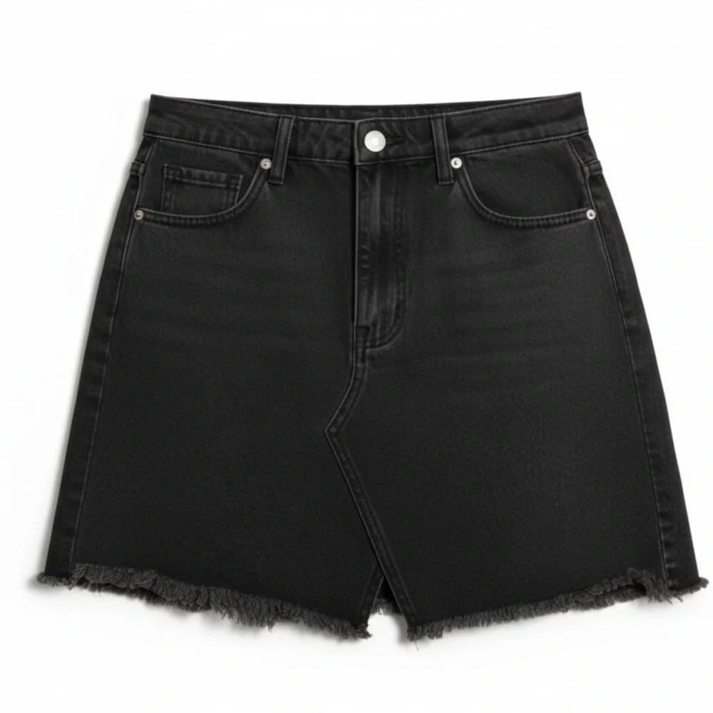 2 pc Madewell Textured Top & Frisco Black A-Line Denim Skirt Raw‎ Hem S/27